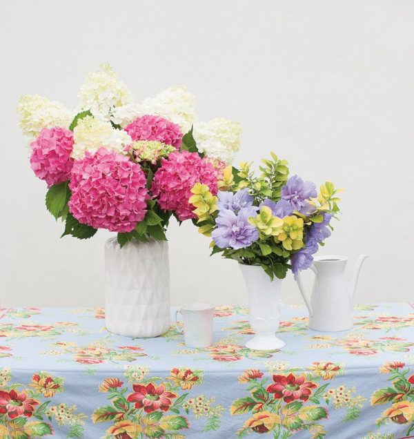 Limelight® panicle hydrangea cut whitish-green and pink flowers in a bouquet.